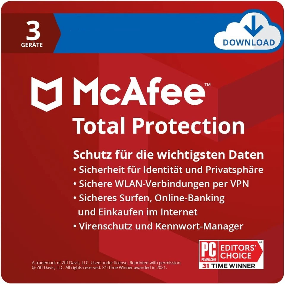 McAfee Total Protection 2025 3 dispositivi 1 anno | Versione completa o upgrade - Immagine 1 di 3