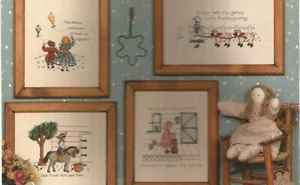 Counted Cross Stitch Patterns Collecting Eggs Horse Rider Flying Kites Lambs N79 - Picture 1 of 4