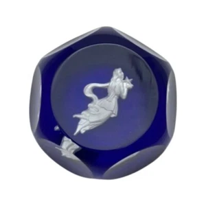 Vintage Crystal Sulphide Cameo Paperweight of Angelic Woman Holding Star - Picture 1 of 10