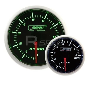 Velocímetro de revoluciones Prosport 52 mm verde súper ahumado/blanco 0-8000 rpm - Imagen 1 de 1