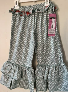 Mustard Pie-NWT-sz 6x-PIXIE-Pants-Bohemian-flower Power-Wide-Bell ruffles - Picture 1 of 4