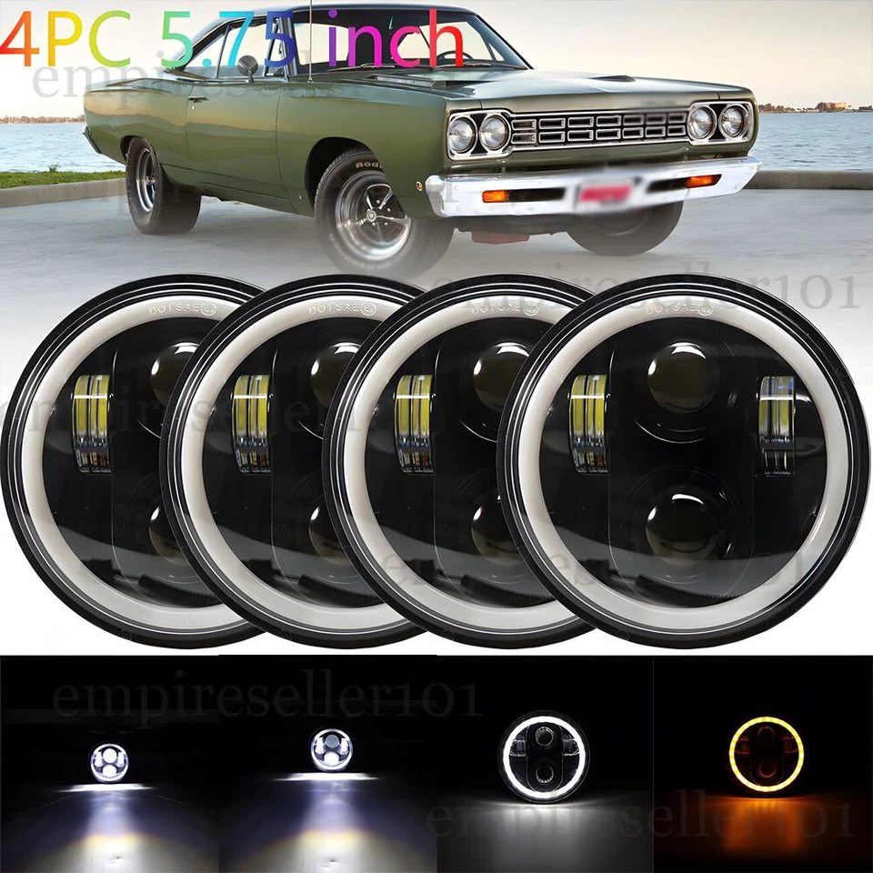 4PCS DOT 5.75 5-3/4 LED Headlights Hi-Lo Projector For Cadillac Calais 1965-1974 - Image 1 of 4