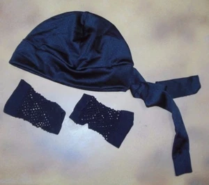 NWOT black Dance Spandex Skull Cap with fishnet mitts Hiphop Wolff Fording - Picture 1 of 3