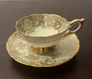 Vintage Royal Stafford "Rose D'Or" Tea cup and Saucer Gold Roses Bone China - Picture 1 of 8