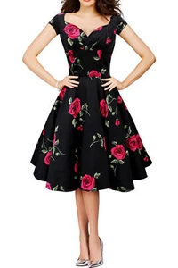 Vestido Rockabilly de Colección Años 950 Floral Círculo Completo Boda Fiesta Swing Baile de graduación - Imagen 1 de 6