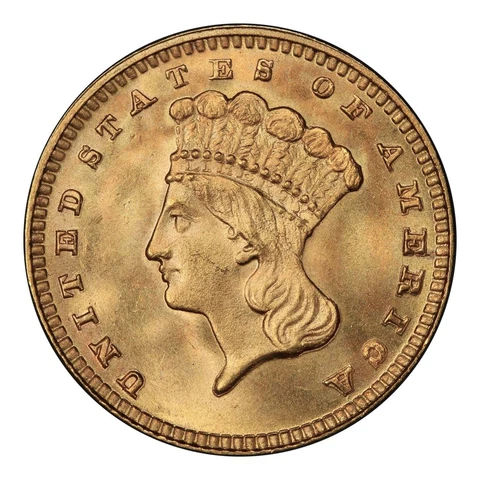 1889 $1 Gold Indian Princess Type 3 PCGS MS67 Cover