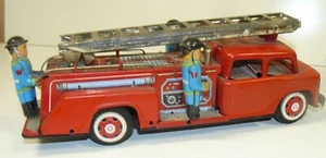 camión escalera de bomberos de hojalata antiguo - Imagen 1 de 5