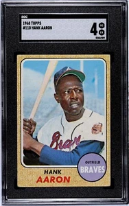 1968 Topps Hank Aaron Atlanta Braves #110 SGC 4 en muy buen estado/excelente estado (2) - Imagen 1 de 2