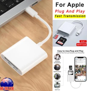 For iPhone to SD Card Camera Reader Adapter for iPhone XR XS max X iPad Pro Mini - Picture 1 of 18