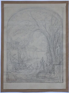 THEODORE CARUELLE D'ALIGNY DESSIN PREPARATOIRE PAYSAGE NAPOLITAIN  - Picture 1 of 12
