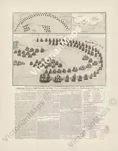 Fairburn's plan of Trafalgar Battle Horatio Nelson victory 1805 art print poster - Picture 1 of 12