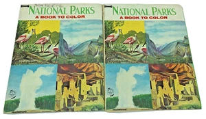 Lot 2 VTG 1965 National Parks Coloring Book Saalfield Yosemite Yellowstone Color - Picture 1 of 18