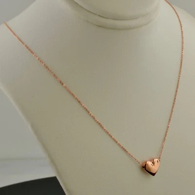 10K ROSE GOLD PUFFED HEART PENDANT 18" NECKLACE  Foto 1 de 4