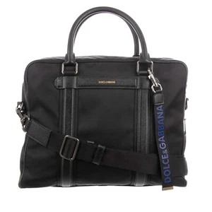 DOLCE & GABBANA Large Nylon Briefcase Business Bag with Logo Pendant Black 11330 - Picture 1 of 7