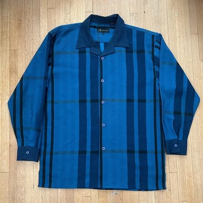 Camisa tejida colorida Montique para hombre manga larga con botones en L  Foto 1 de 4