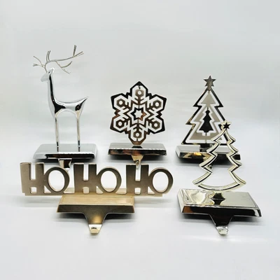 Gancho de manto para colgar medias de Navidad cromo plata árbol resistente 1x cerámica granero Foto 1 de 4