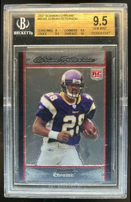2007 Bowman Chrome Adrian Peterson RC Rookie #BC65 Vikings BGS 9.5 - Image 1 of 2