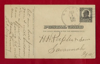 Egypt, GA Effingham County 1910 DPO postmark on UX20 postal card, Very Fine - Image 1 of 2