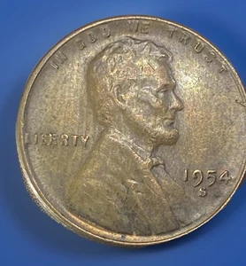 1954-S Lincoln Wheat Cent BIE Die Chip in LIBERTY & Rim Cud – Rare Mint Error - Picture 1 of 7