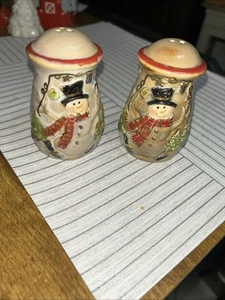 Sale e pepe in ceramica pupazzo di neve festa Natale fiocco di neve shaker - Foto 1 di 6