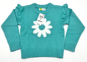 Epic Threads Kleinkind Mädchen 3T blau Strickpullover Gänseblümchen-Design Rüschen Schulter neu mit Etikett - Bild 1 von 10