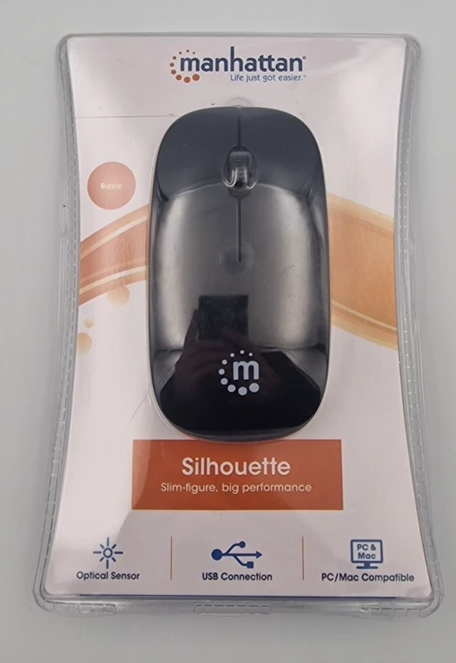 5x NEW Manhattan Black USB Wired Optical Mouse Scroll Wheel 1000dpi - Image 1 of 2