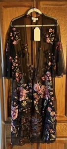 Banda de Gitanos Negro Transparente con Kimono Floral Plumero Para Mujer Talla M/L Boho - Imagen 1 de 5