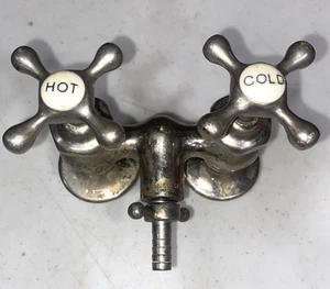 Vintage Mueller Chrome Faucet Antique Sink/Laundry/Basin Decor Hot/Cold handles - Picture 1 of 10
