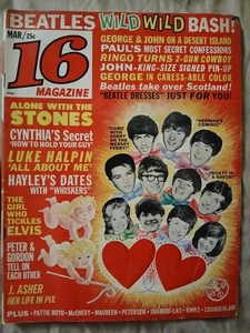 Vintage 16 Magazine March 1965 Beatles, Stones Elvis 60s Teen Rock Roll zine - Picture 1 of 9