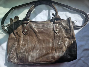 FRYE Melissa Brown Distressed Leather Hobo Crossbody Satchel Bag Purse Western - Picture 1 of 8
