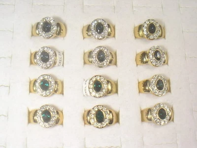 ##.. 12.. ANILLOS *azul y verde* DISEÑADOR VINTAGE CON CRISTAL SWAROVSKE 770 Foto 1 de 4