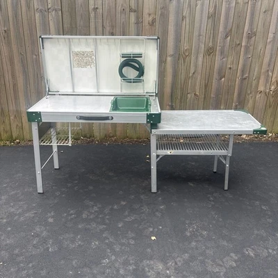 Vintage Coleman Exponent Camping Kitchen Portable Folding Game Table Sink - Image 1 of 4