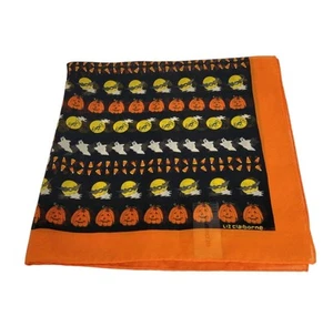 Vtg Liz Claiborne Halloween Print Jack-o-lantern Ghost Candy 20.5" Square Scarf - Picture 1 of 6