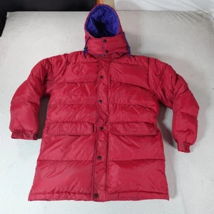 Vintage Lands End Parka Puffer Jacke Herren Medium Rot Kapuze Gänsedaunen 90s - Bild 1 von 15