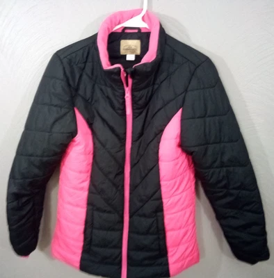 Girl’s Sears Roebuck & Co. Quilted Puffer Jacket Black & Hot Pink Size XL (16) - Image 1 of 4