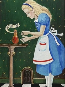 1.5x2 CASA DE MUÑECAS IMPRESIÓN MINIATURA DE PINTURA RYTA ESCALA 1:12 ALICE EN EL PAÍS DE LAS MARAVILLAS - Imagen 1 de 1