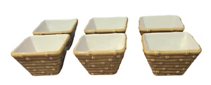 Exotic Tropical Bamboo Pattern Set of 6 Ceramic Majolica Serving Bowls - Picture 1 of 6