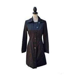 VINTAGE Bebe schwarz schlank Satin langer Trench/Blazer gefüttert | Damen XS/S - Bild 1 von 9