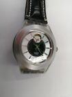 Swatch Swiss Automatic Ag2001 Leather Ss Unisex Watch Preowned