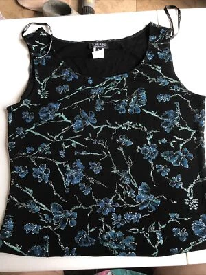 XSCAPE by Joanna Chen Black Tank Top Large Metallic Sophisticated, Party Blouse - Image 1 of 4