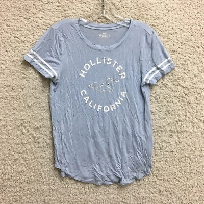 Camiseta Hollister Top Pequeña Adulto Azul Fácil Manga Corta Logo Informal Para Mujer S Foto 1 de 4