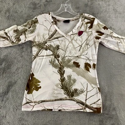 Scent Blocker Snow Camo Long Sleeve T-Shirt S V-Neck Base Layer White Camouflage - Image 1 of 4