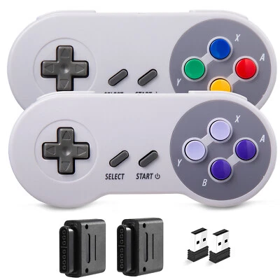 Wireless Controller Gamepad + SNES USB Receivers for SNES SFC Console PC Windows - Image 1 of 4