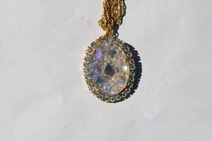 Juliana Delizza Elster Crystal Geode Aurora Borealis Pendant Necklace Colorful - Picture 1 of 5
