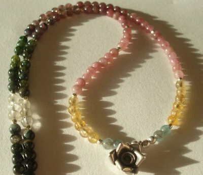 CeS Kette pink, blauer und gelber Turmalin, Wassermelonenturmalin, Dravit Elbait - Bild 1 von 4