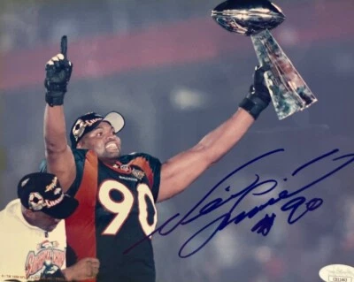 Foto autografiada por Neil Smith Denver Broncos Super Bowl XXXII 8x10 certificado de autenticidad JSA Foto 1 de 2
