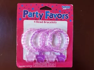 NIP Princess charm Bead Bracelets 4ct party favors pink purple - Picture 1 of 2