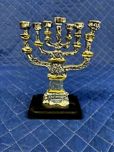 MODERN STYLE SEVEN ARM MENORAH FAUX SILVER 1955 - Picture 1 of 6