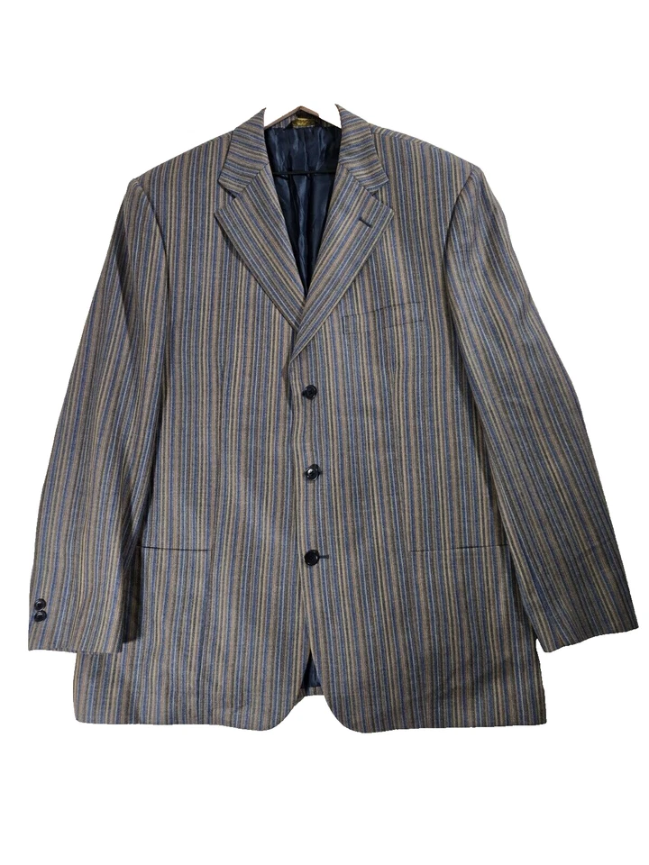 Gianni Manzoni VTG Blazer Mens 46R Stripe Brown Blue 90s Lanificio di Pray Y2K - Image 1 of 4