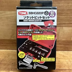 TONE Socket Bit Set 6.35mm 1/4 Inch 20 Piece Ratchet Tool Set SBHC220P Japan - Picture 1 of 18